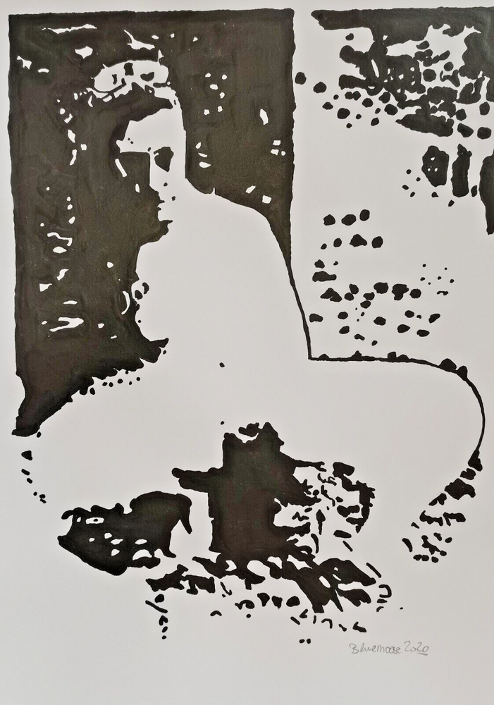 Unique nude erotic painting woman acrylic on paper approx. 21x30cm original