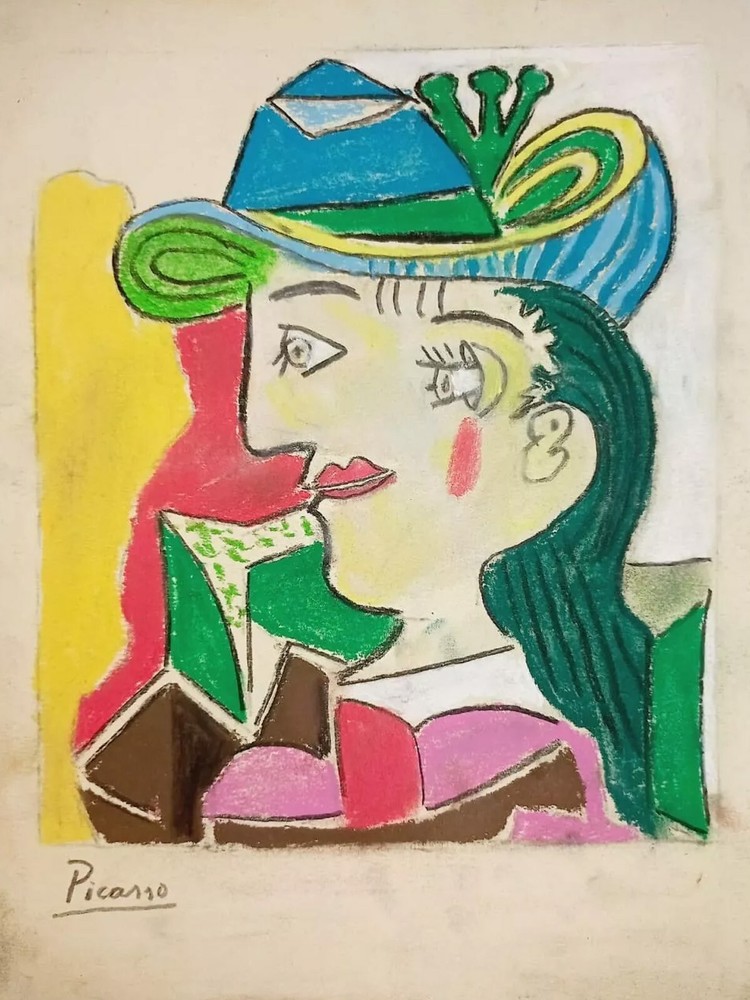 Pablo Picasso COA Art Drawing Painting Vintage Handmade Signed Original Paper