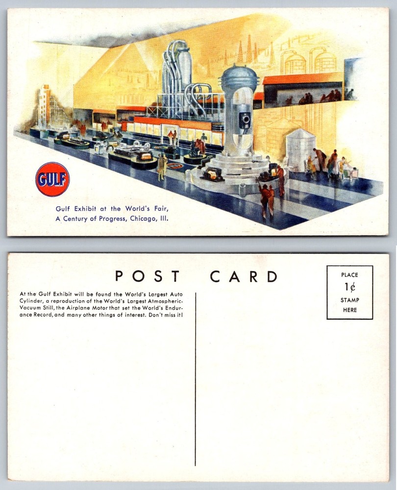 1933 Chicago World's Fair Gulf Exhibit Postcard A Century of Progress