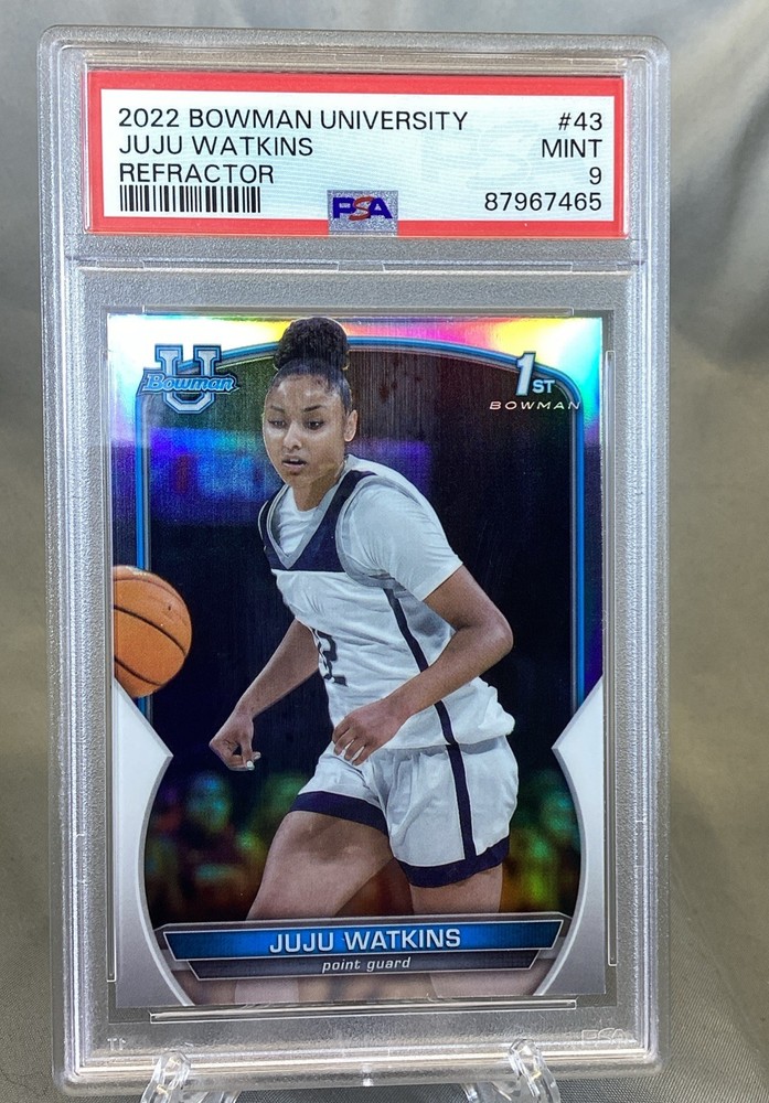 JuJu Watkins USC Trojans Bowman University #43 Refractor PSA 9 Rookie Card