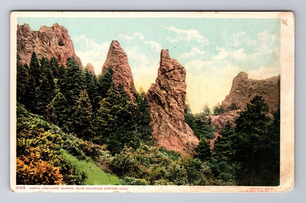 CO-Colorado Springs, Scenic North Cheyenne Canyon, Antique Vintage Postcard