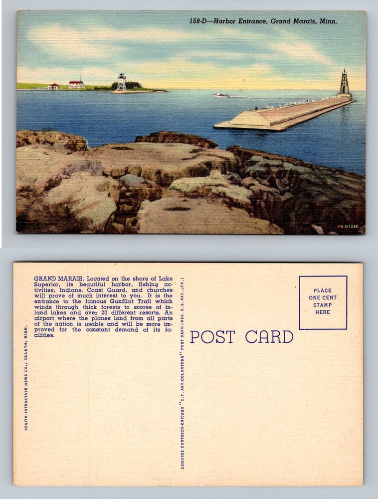 Grand Marais, MN-Minnesota, Lake Superior Harbor Entrance Vintage Postcard