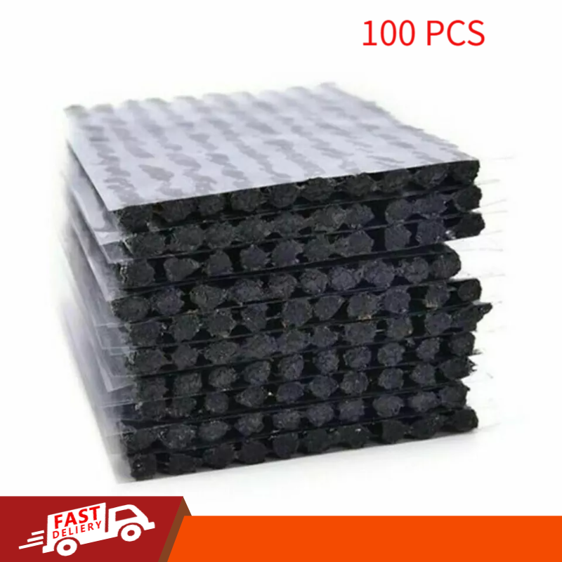 100PCS Black Tire Repair Plugs for Quick Tubeless Puncture Fix Car Emergency Kit