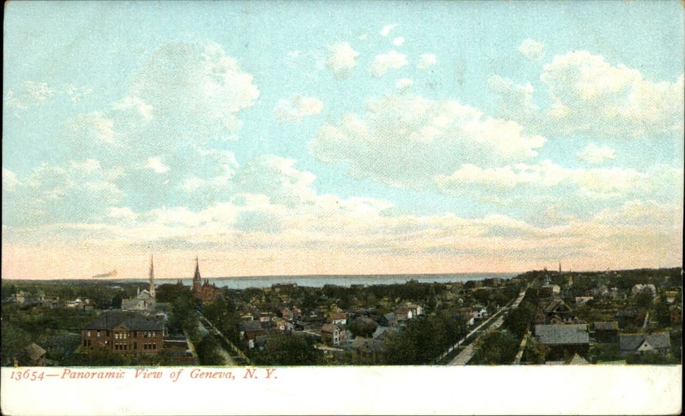 Geneva New York NY ~ panoramic aerial view ~ c1905 UDB postcard