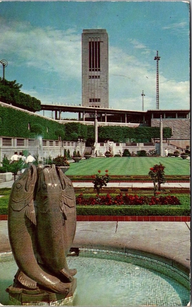 Vintage 1951 Carillon Tower Gardens Rainbow Bridge Niagara Falls Canada Postcard