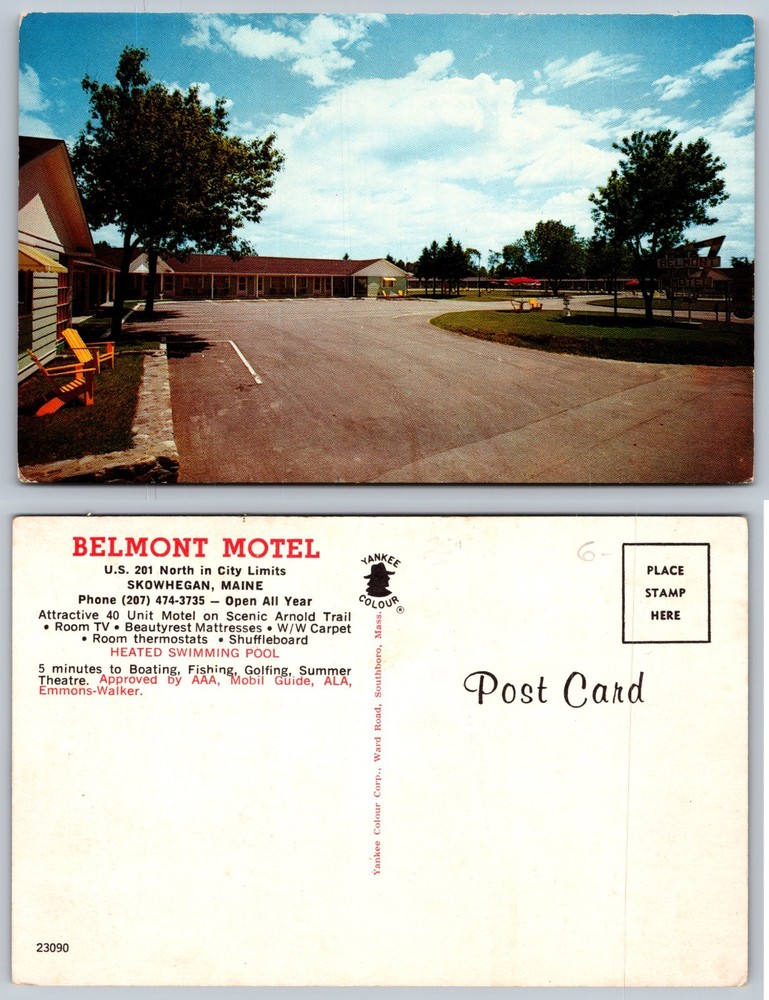 Belmont Motel Skowhegan Maine Postcard