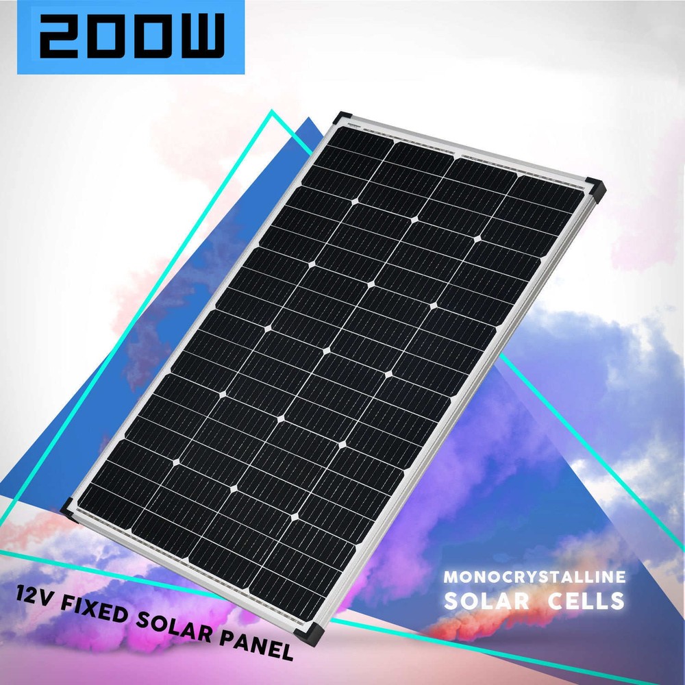 200W Monocrystalline Solar Panel 12V for RV Camping Marine Off-Grid Rooftop