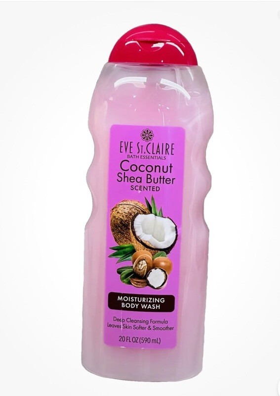 Eve St Claire Bath Essentials Coconut Shea Butter Scented Moisturizing Body Wash