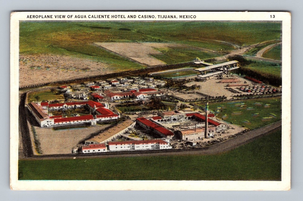 Mexico- Tijuana Aerial View Agua Caliente Hotel & Casino Old Vintage Postcard
