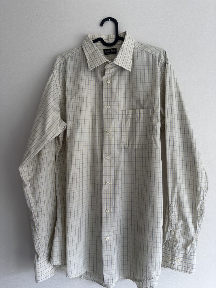 Gitman Bros. Men's Long Sleeve Plaid Button-Up Shirt Size XL 100% Cotton Yellow