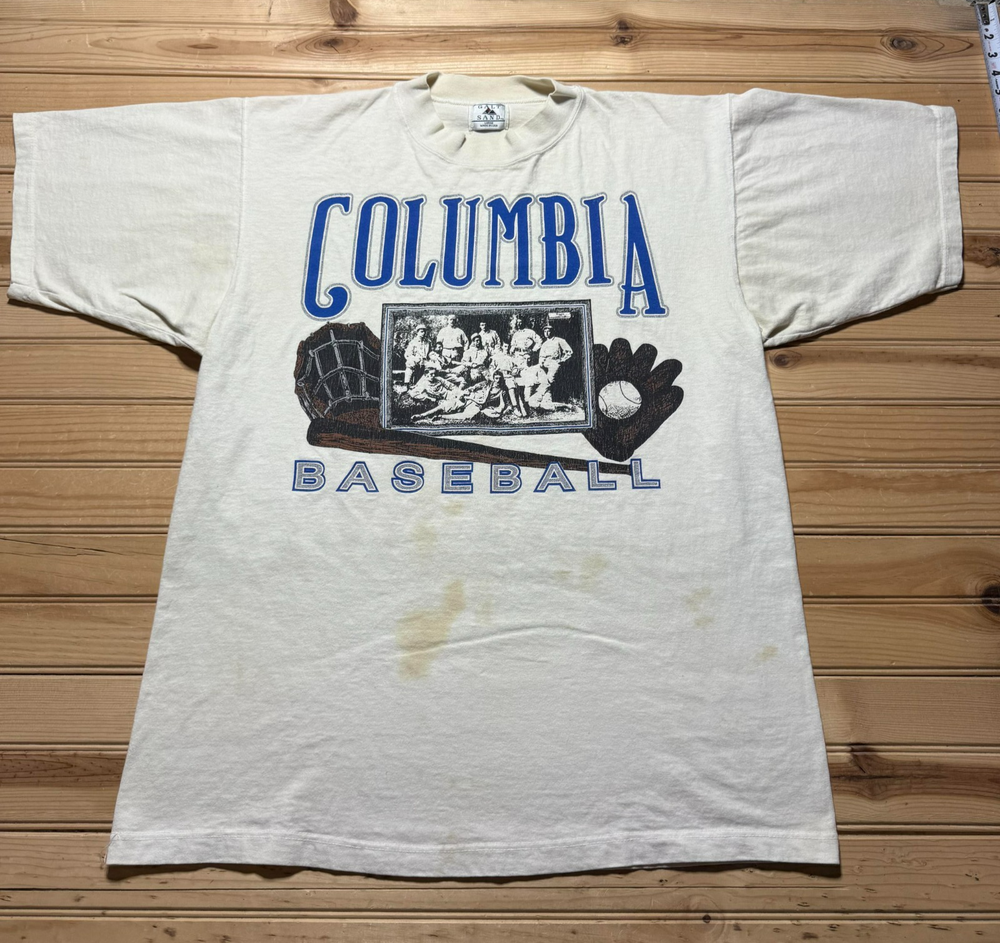 Vintage 90s Columbia Baseball Collegiate Photo Sports Shirt USA Made Size Large