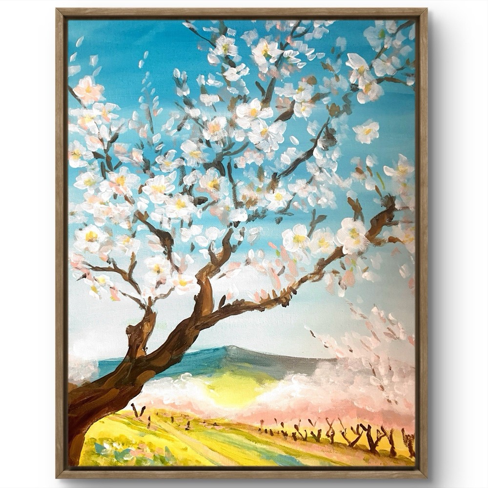 TITA PAINTZ Cherry Tree Orchard Hand Painted 11x14 Canvas Wall Art
