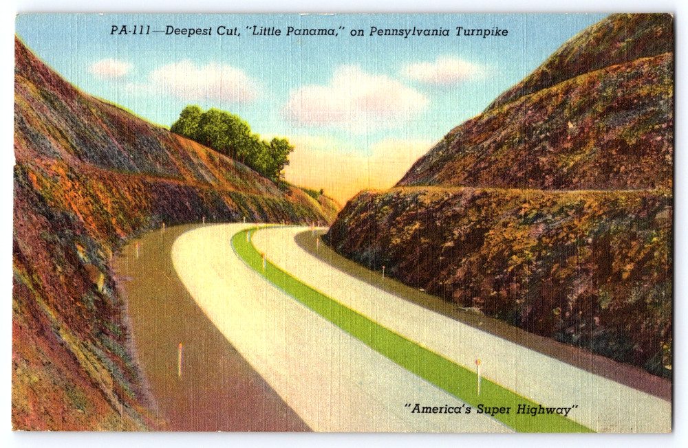 Vintage Postcard Pennsylvania USA Turnpike Little Panama America's Super Highway