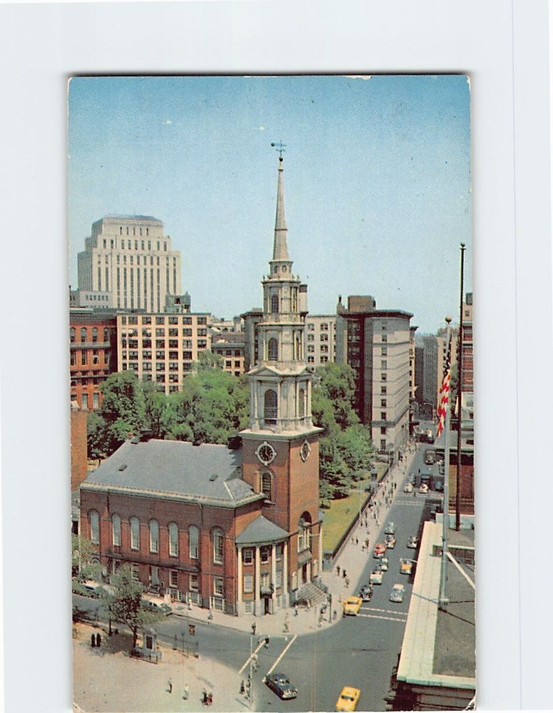 Postcard Brimstone Corner Park Street Church Boston Massachusetts USA