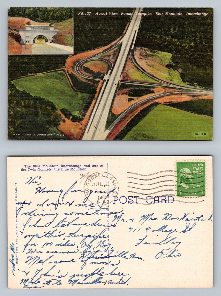Blue Mountain, PA-Pennsylvania, Turnpike Tunnel Post View Vintage Postcard