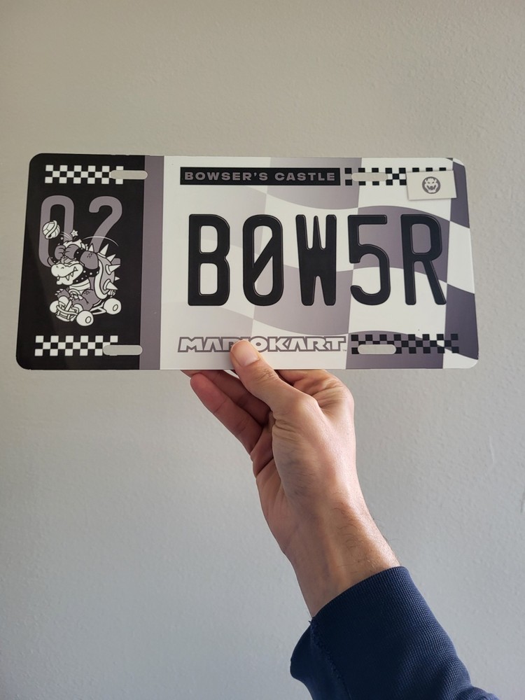 Mario Kart Racing Limited Collectible Metal Print License Plate (Bowser)