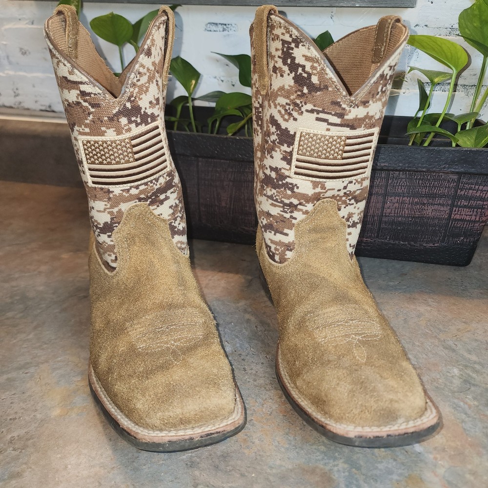 Ariat Mens Sport Patriot Square Toe Boots in Sand Storm Camo Sz 6