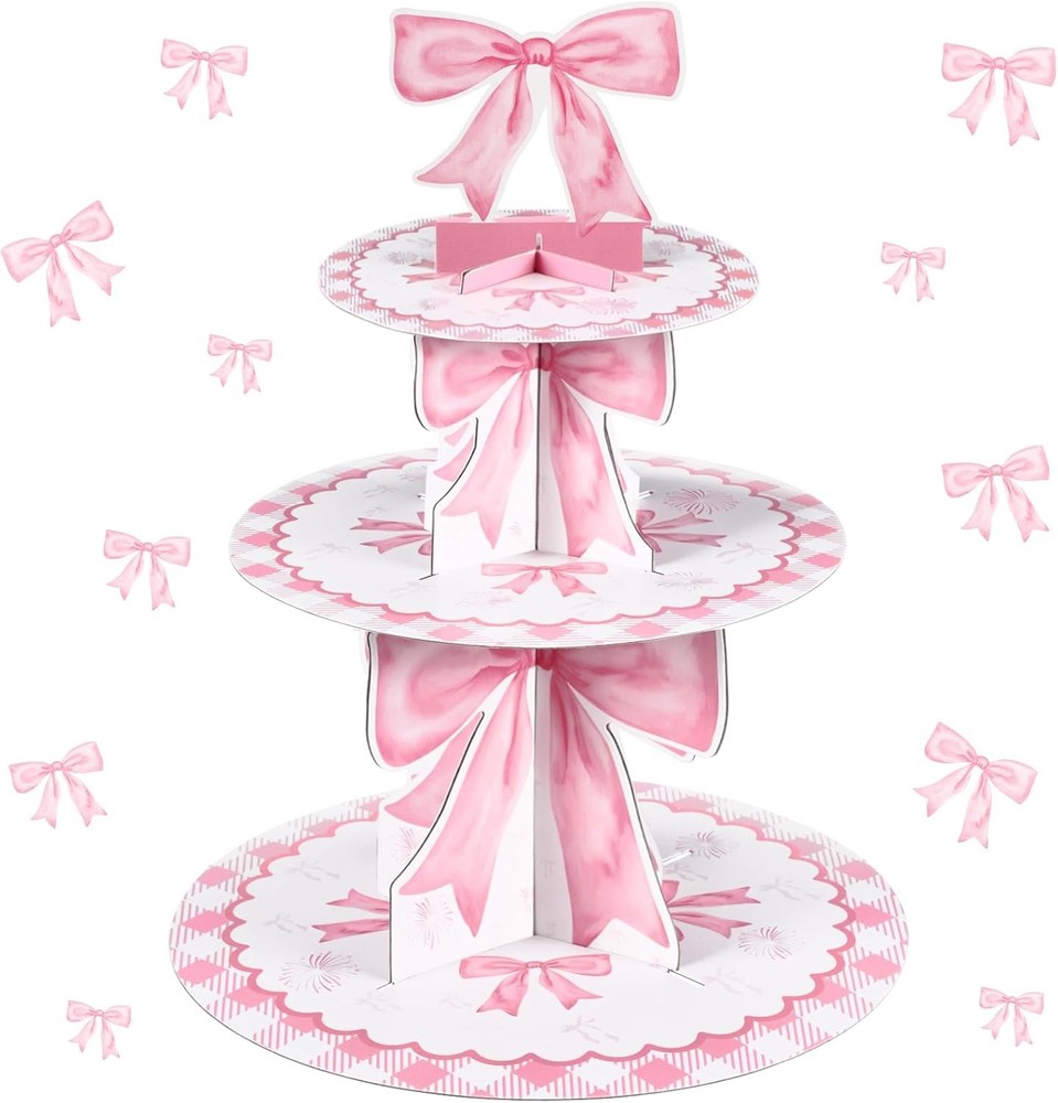 3 Tier Pink Bow Cake Stand Coquette Bow Party Birthday Cake Stand Decorations Pi