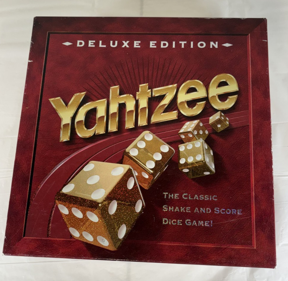 Yahtzee Deluxe Edition Dice Game With Gold Dice Complete Good Condition