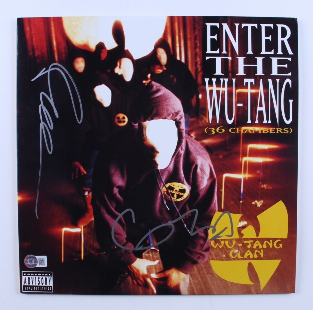 Raekwon & GZA Signed Wu-Tang Clan Enter The Wu-Tang Vinyl Album Cover (Beckett)