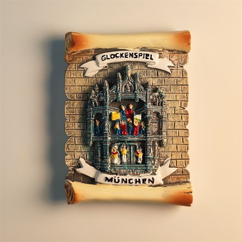 Munich Glockenspiel Fridge Magnet Refrigerator Sticker Resin Germany Souvenir