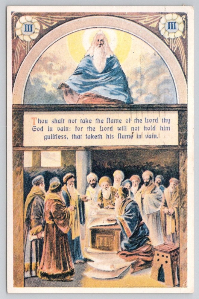 Vintage 1973 Posted Postcard - Third Commandment Biblical Art