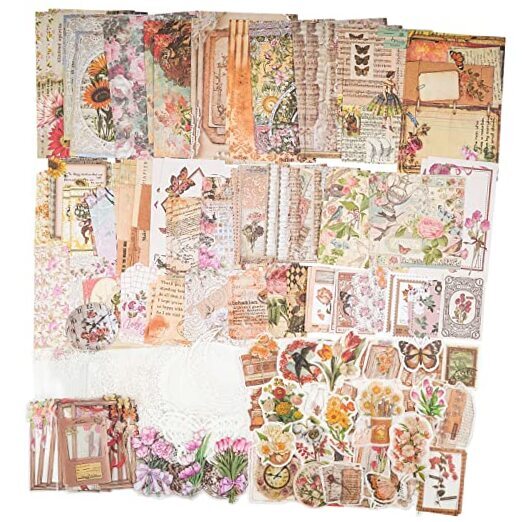 200 Pieces Vintage Ephemera Bundle Junk Journal Kit Scrapbook Cottagecore