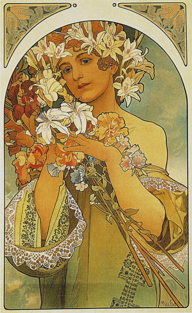 flower mucha 1897 - Vintage Framed Print - Art room Décor  Canvas  (36