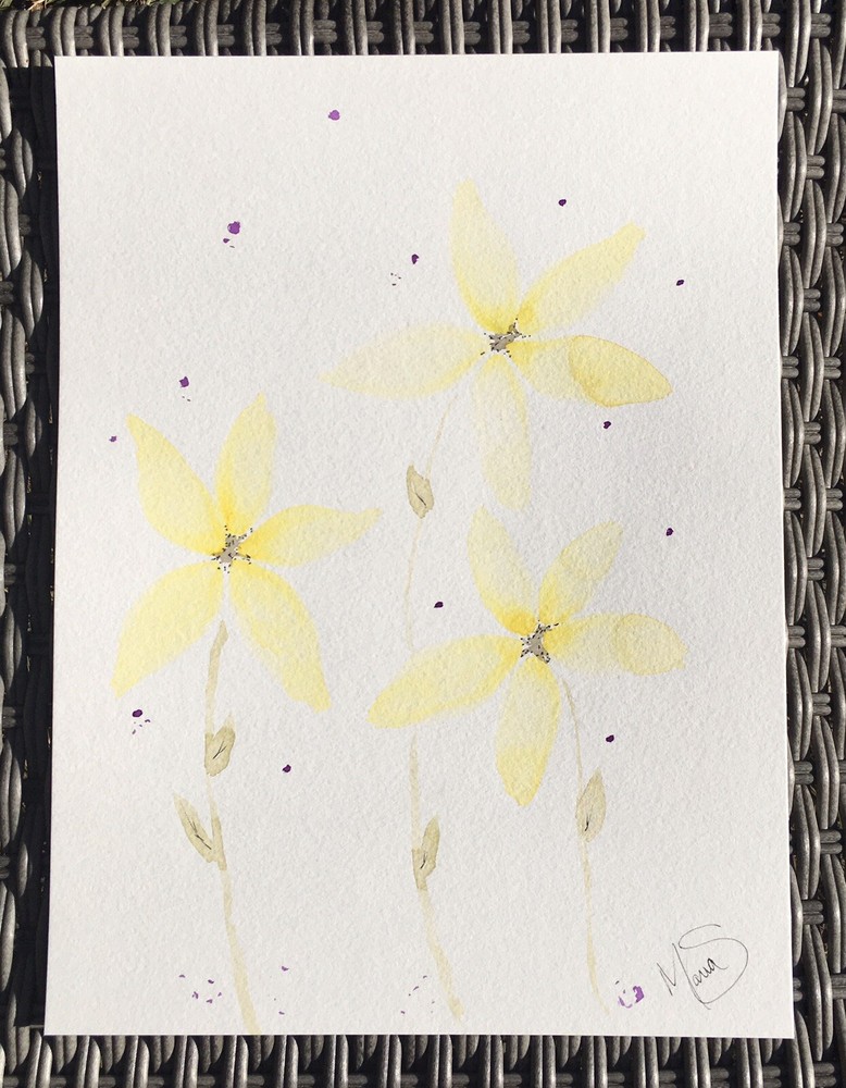 Maria Scalf Flower Floral Nature ORIGINAL PAINTING Watercolor 9x12 Expressionism