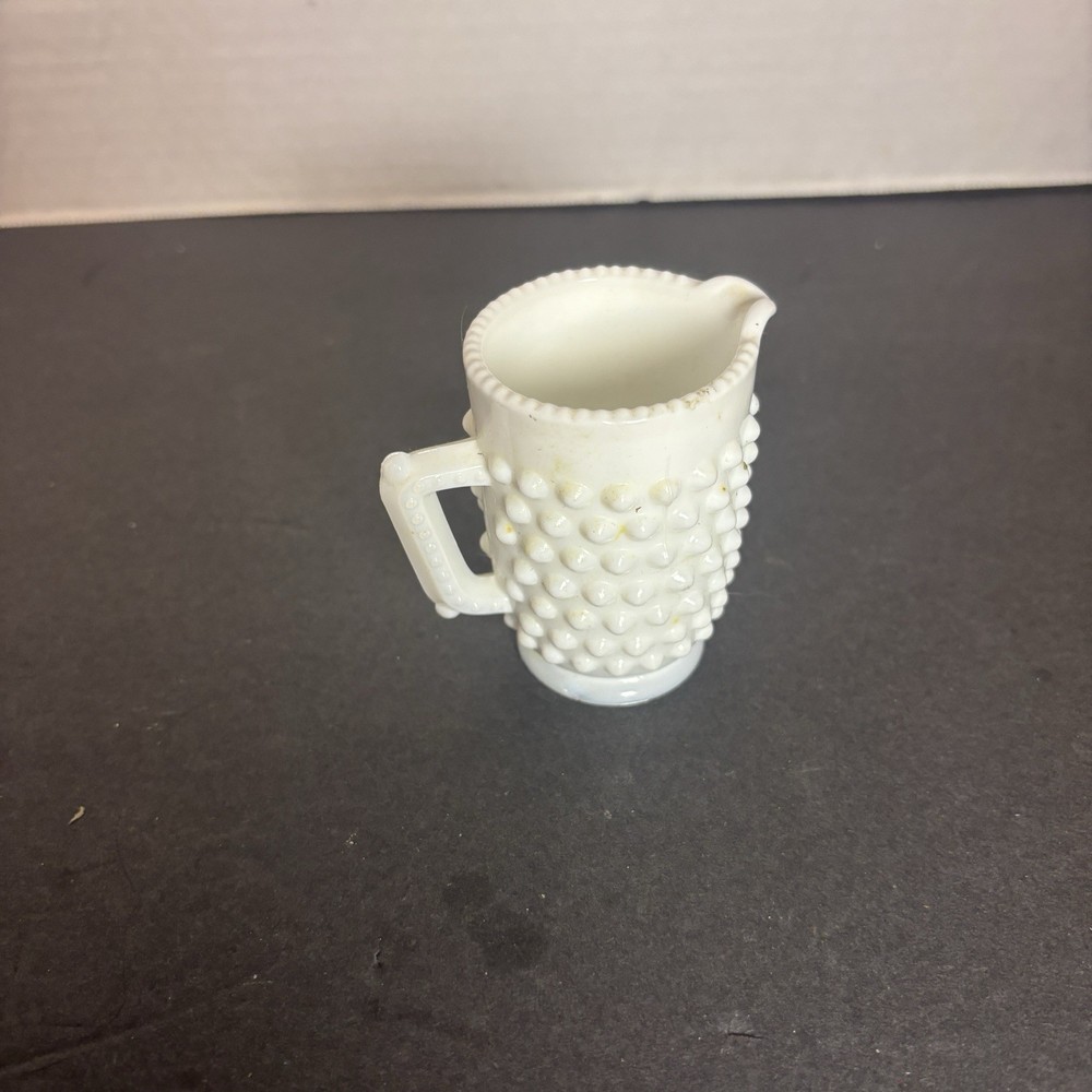 Vintage Westmoreland Mini Milk Glass Creamer Pitcher Saw Tooth Edge