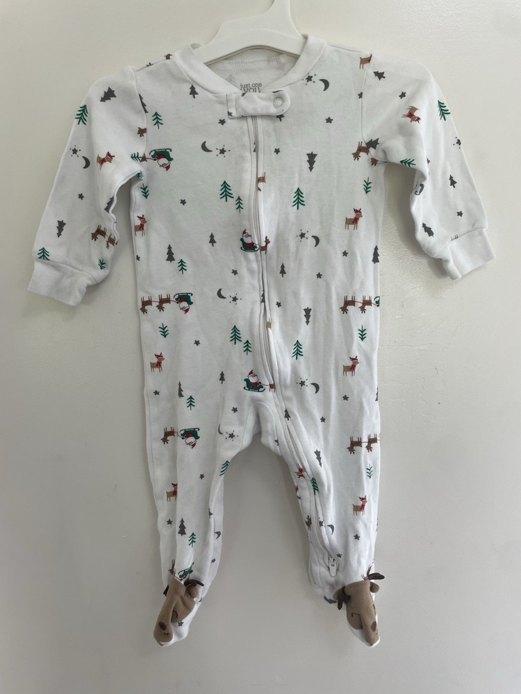 Carter's Baby Boy Girl Cute Reindeer Footsie Christmas Zip Sleep & Play White 9M