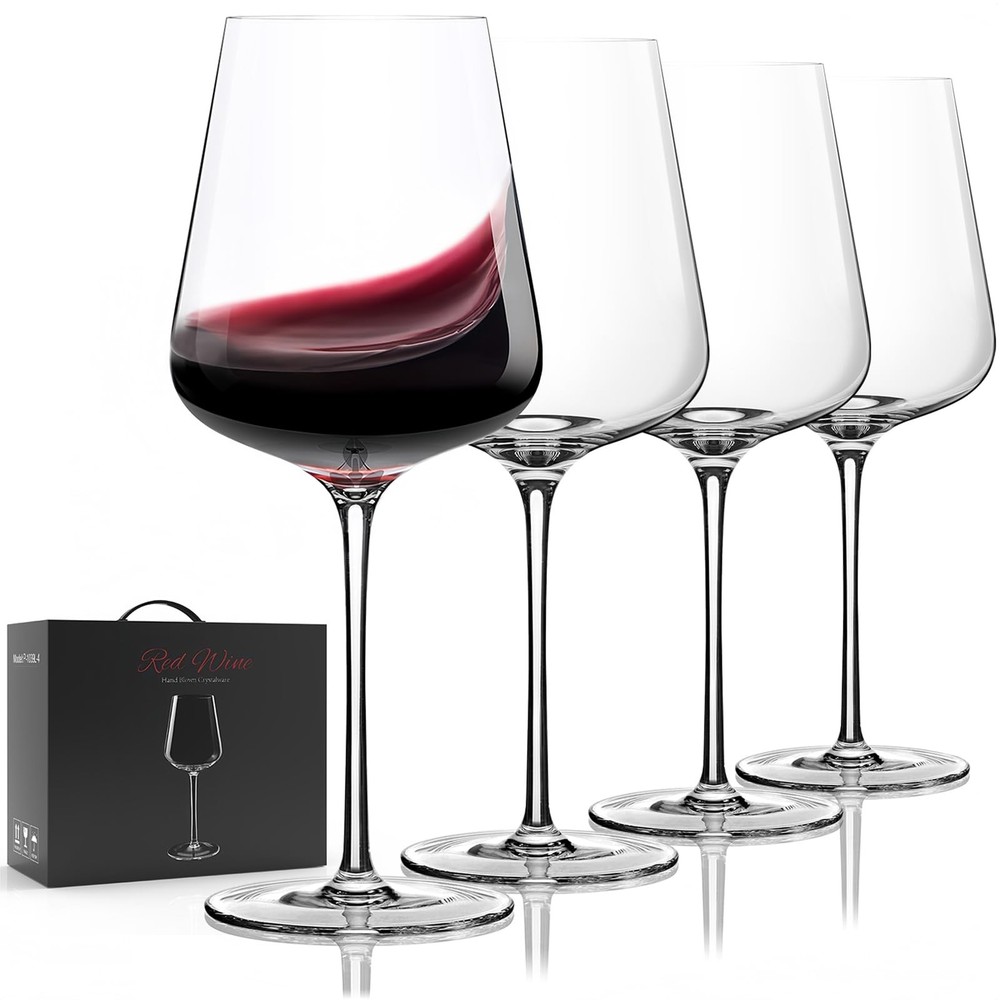 Wine Glasses Set of 4, Crystal Hand Blown Red/White Wine Glass with Stem-17 o...