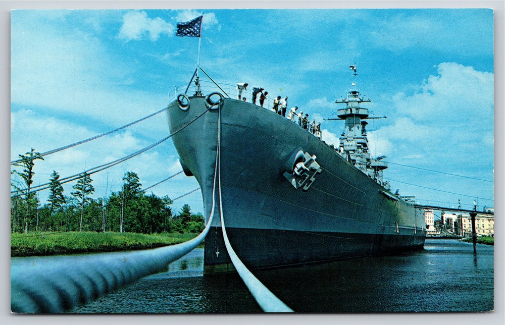 Military Ships~USS North Carolina Battleship Wilmington NC~Vintage Postcard