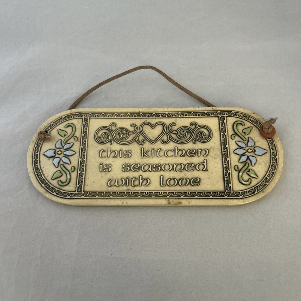 Vtg This Kitchen Is Seasoned With Love Wall Plaque Cottage Core 80s Rustic Art