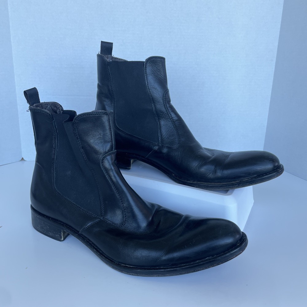 Men's Black Genuine Leather Chelsea Boot by To Boot New York Size 13 Made in Italy