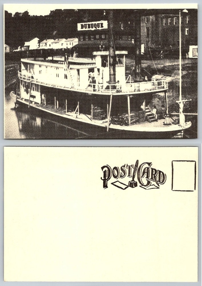 Vintage Dubuque Iowa Steamboat Paddlewheeler Riverboat Postcard