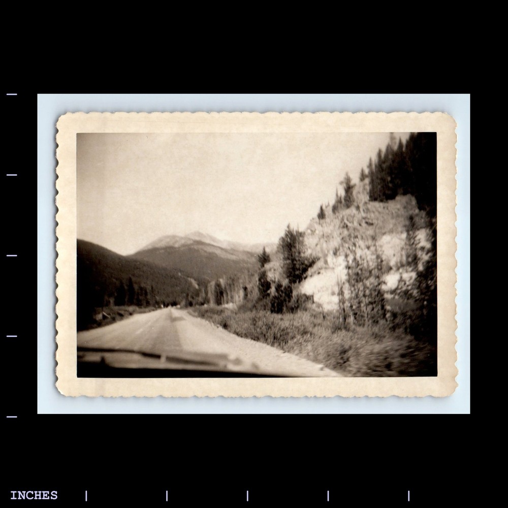 Vintage Photo MOUNTAIN LANDSCAPE ABSTRACT VIEW FROM CLASSIC CAR