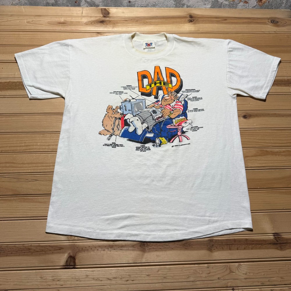 Vintage 90s Trau & Loevner The Dad Man Diagram Funny Graphic T-Shirt USA - XL