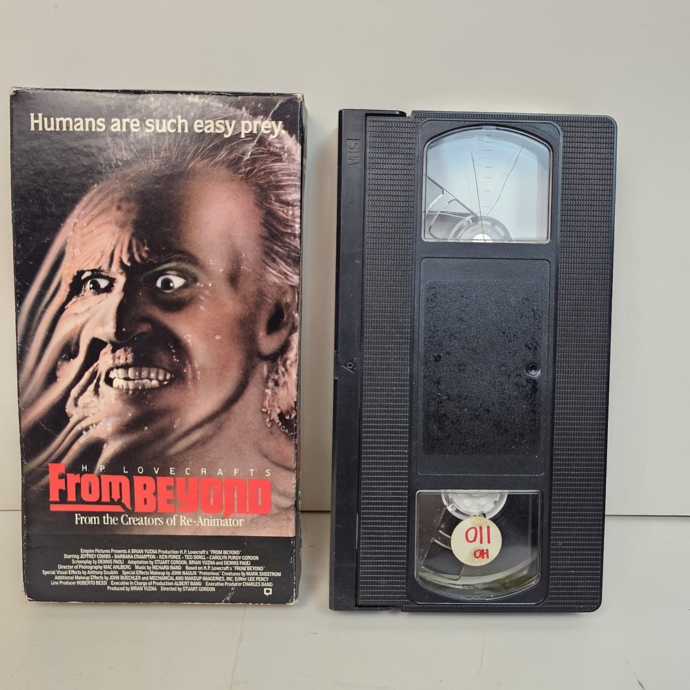 From Beyond 1986 VHS Tape Vestron Horror HP Lovecraft Stuart Gordon Rental