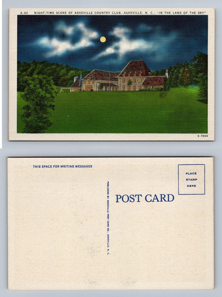 Asheville, NC-North Carolina, Country Club Night Land of Sky Vintage Postcard