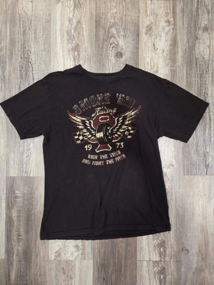 Vintage VTG Y2K Style Smoke 'Em Racing Graphic Print T-Shirt Men's XL