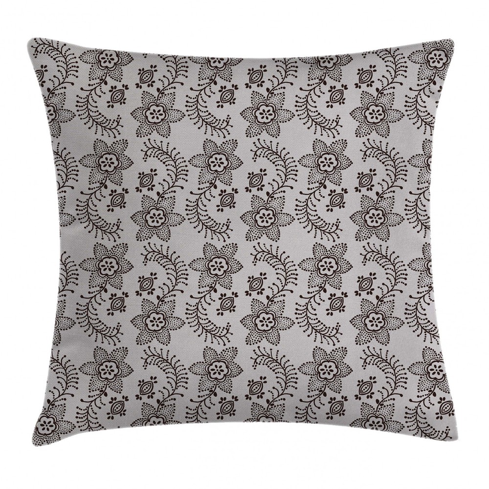 Taupe Russian Boho 16-Inch Square Throw Pillow Cushion Cover