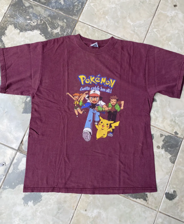 VINTAGE 90s Pokemon T-shirt Mens Medium Ash Pikachu Nintendo 1999
