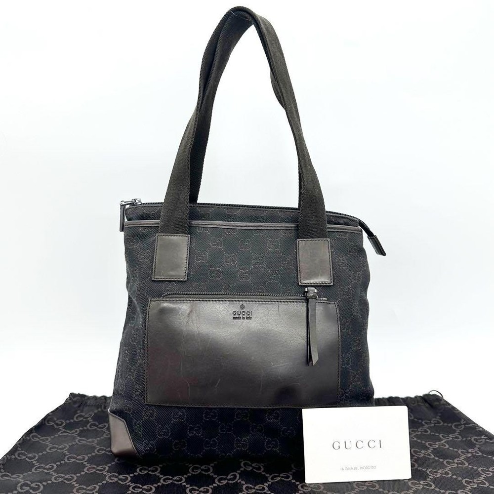 GUCCI Gucci Tote Bag GG Canvas Dark Brown Leather from Japan