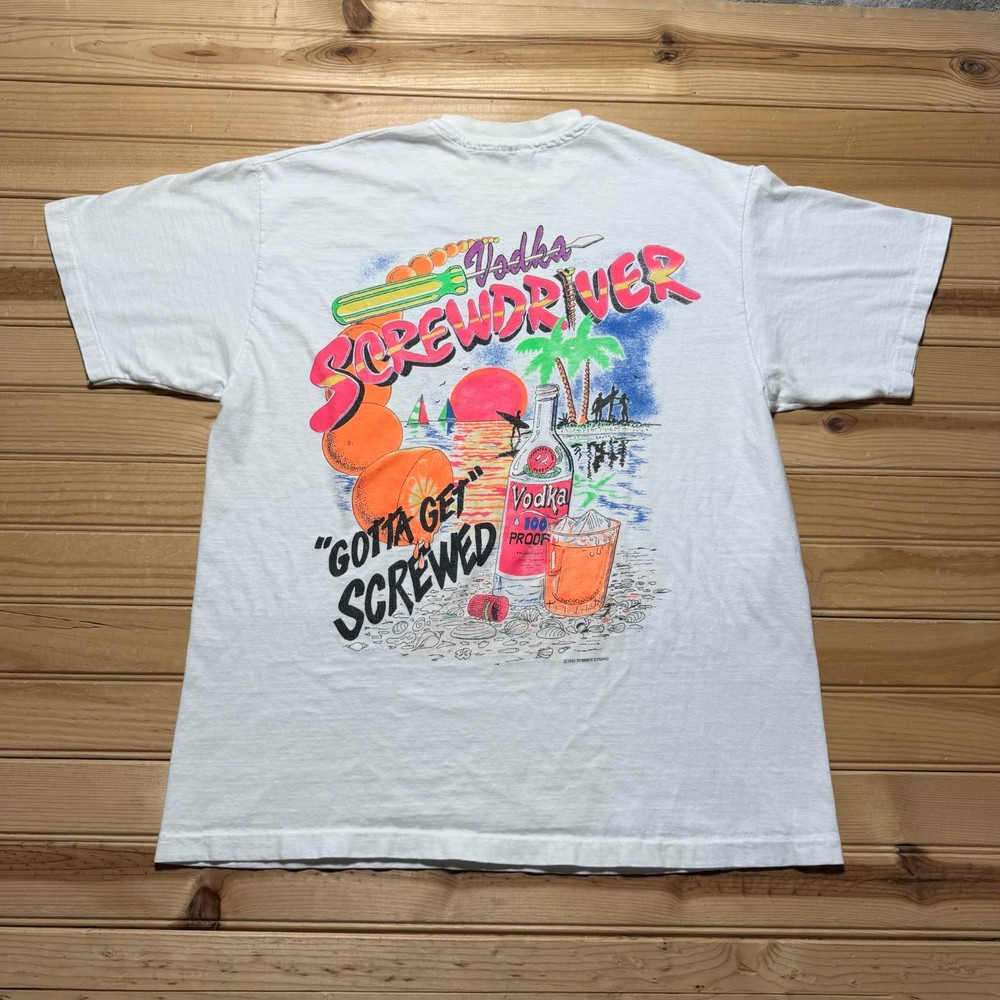 Vintage 1992 Screwdriver Vodka Myrtle Beach South Carolina Souvenir Shirt Large