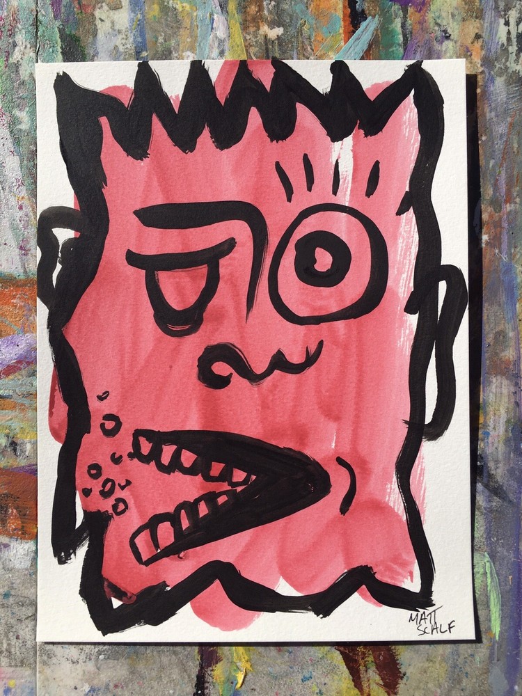 Matt Scalf Portrait Face Abstract ORIGINAL PAINTING Street Modern Graffiti 9x12