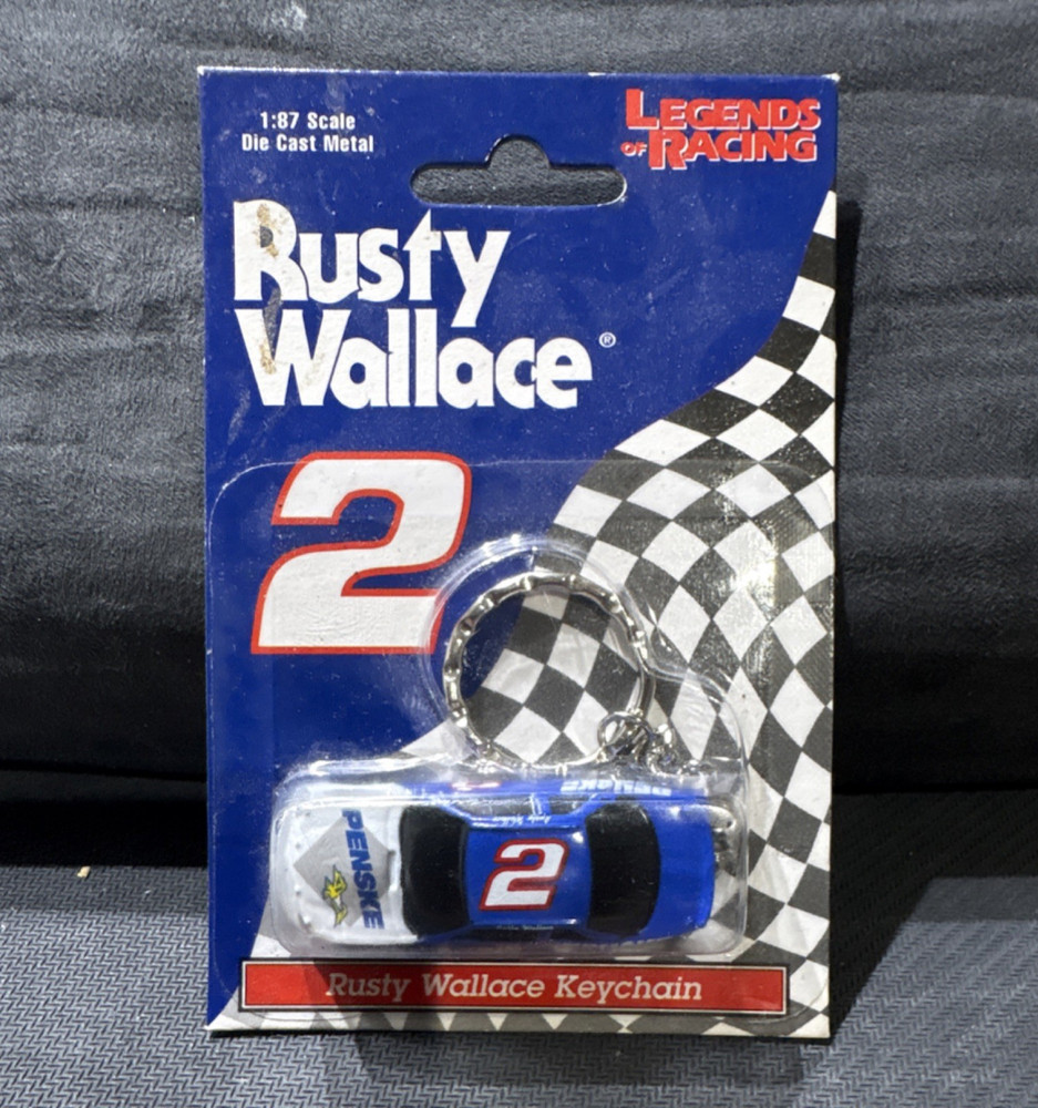 Rusty Wallace Legends of Racing Die Cast Metal Keychain Blue White Black