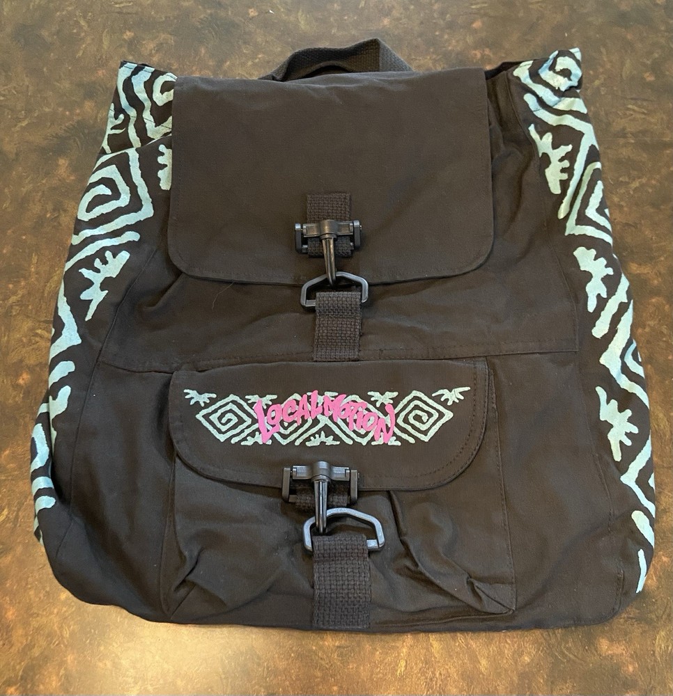Vintage Local Motion Hawaii Backpack Canvas Bag 90s Surf Skate Y2K RARE
