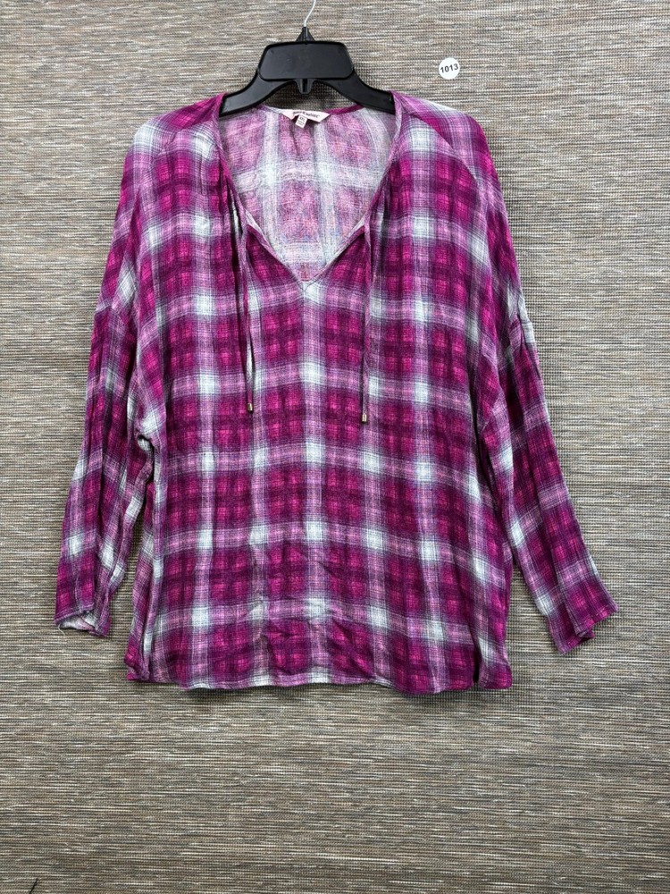 Juicy Couture Blouse Women's XXL Purple V-Neck Long Sleeve Lightweight