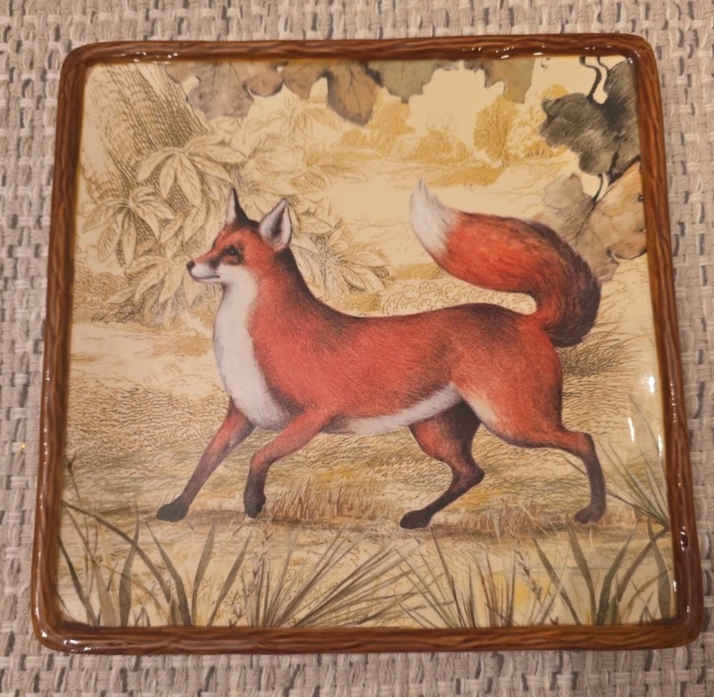 Certified International Susan Winget Square Fox Plate 8.5